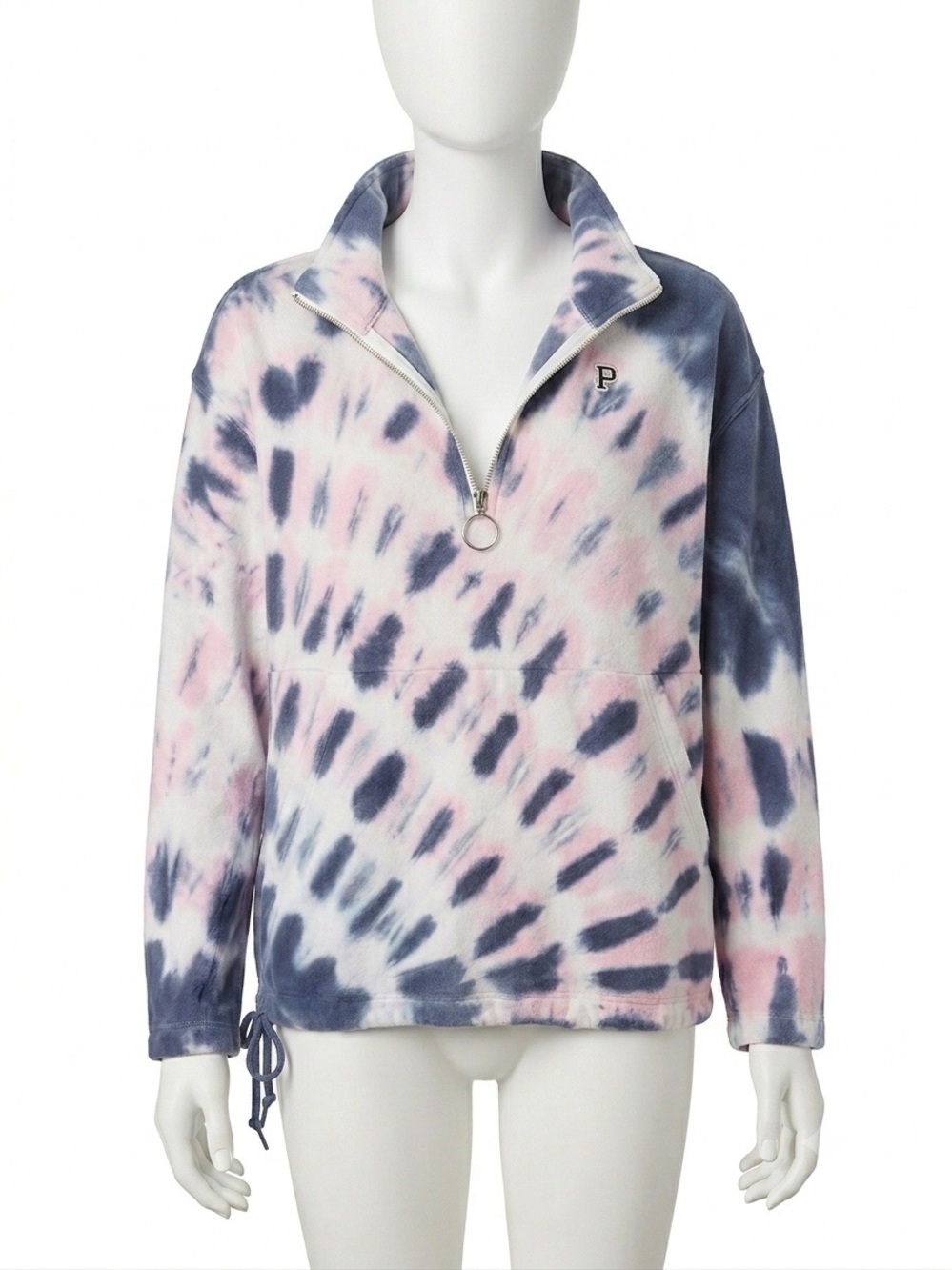 Oversized PINK Victoria’s Secret Tie Dye Quarter Zip Fleece Pullover XS